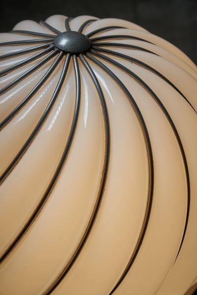 Adolf Loos Adolf Loos for VeArt Opal Glass and Brass Cage Table Lamp 1960s