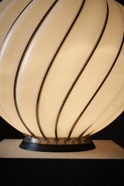 Adolf Loos Adolf Loos for VeArt Opal Glass and Brass Cage Table Lamp 1960s