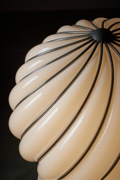 Adolf Loos Adolf Loos for VeArt Opal Glass and Brass Cage Table Lamp 1960s