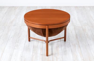 Adolf Relling Rastad Relling Teak Leather Side or Sewing Table for Rasmus Solberg
