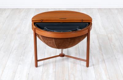 Adolf Relling Rastad Relling Teak Leather Side or Sewing Table for Rasmus Solberg