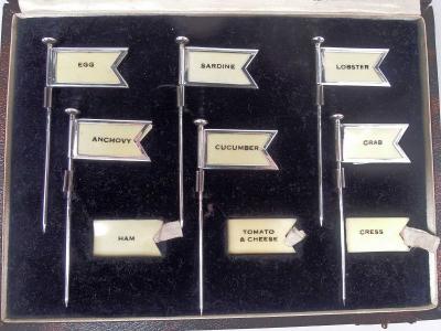 Adolph Scott Set of English Between the Wars Sterling Silver Sandwich Flags 1928