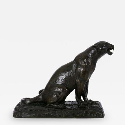 Adolphe Louis Victor Geoffroy Roaring Jaguar French Modernism Bronze Sculpture by Adolphe Geoffroy