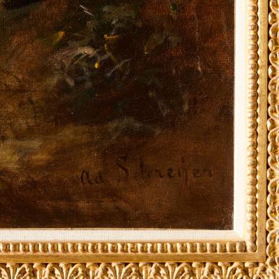 Adolphe Schreyer Large German Orientalist oil painting of horse riders by Schreyer