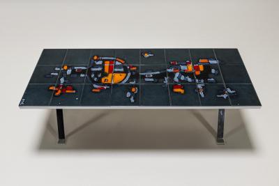 Adri Belgique Mosaic Tiled Coffee Table France 1960s