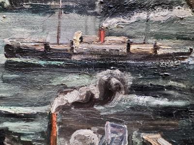 Adriaan Lubbers Brooklyn Bridge from Manhattan Dramatic Light Lower Manhattan Skyline Painting