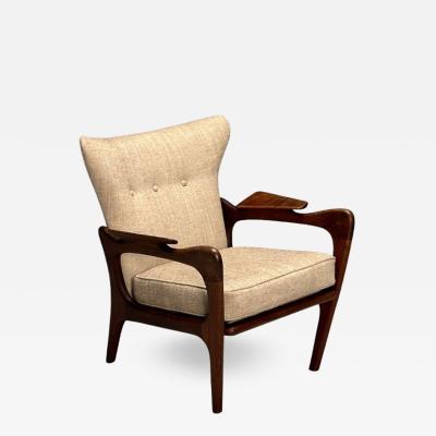 Adrian Pearsall Adrian Pearsall American Mid Century Modern Lounge Chair Walnut Linen 1960s