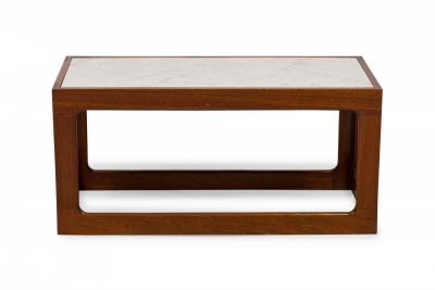Adrian Pearsall Adrian Pearsall American Mid Century Open Cube Wood and Faux White Marble Coffee