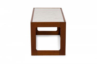 Adrian Pearsall Adrian Pearsall American Mid Century Open Cube Wood and Faux White Marble Coffee