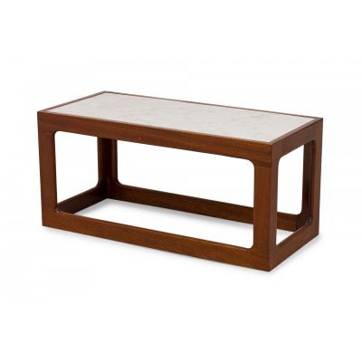 Adrian Pearsall Adrian Pearsall American Mid Century Open Cube Wood and Faux White Marble Coffee