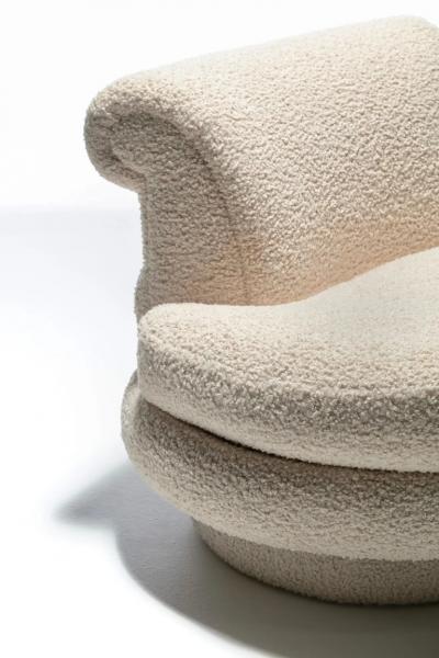 Adrian Pearsall Adrian Pearsall Channeled Post Modern Slipper Chair in Ivory White Boucl 