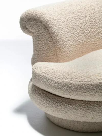 Adrian Pearsall Adrian Pearsall Channeled Post Modern Slipper Chairs in Ivory White Boucl 