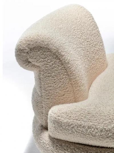 Adrian Pearsall Adrian Pearsall Channeled Post Modern Slipper Chairs in Ivory White Boucl 