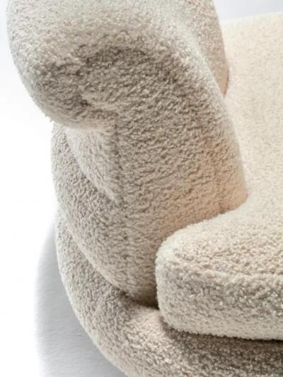 Adrian Pearsall Adrian Pearsall Channeled Post Modern Slipper Chairs in Ivory White Boucl 