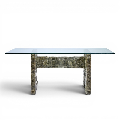 Adrian Pearsall Adrian Pearsall Craft Associates Mid Century Brutalist Glass Top Dining Table