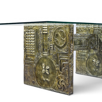 Adrian Pearsall Adrian Pearsall Craft Associates Mid Century Brutalist Glass Top Dining Table