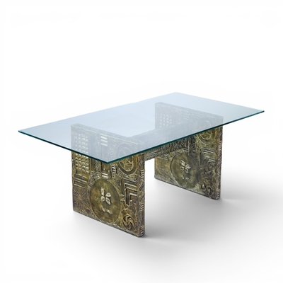Adrian Pearsall Adrian Pearsall Craft Associates Mid Century Brutalist Glass Top Dining Table