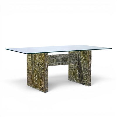 Adrian Pearsall Adrian Pearsall Craft Associates Mid Century Brutalist Glass Top Dining Table