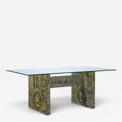Adrian Pearsall Adrian Pearsall Craft Associates Mid Century Brutalist Glass Top Dining Table