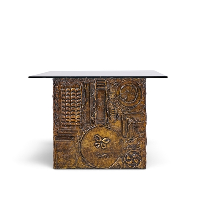 Adrian Pearsall Adrian Pearsall Craft Associates Mid Century Brutalist Glass Top Dining Table