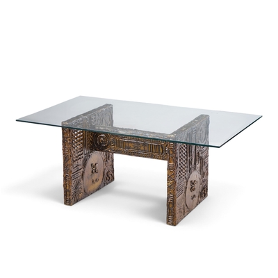 Adrian Pearsall Adrian Pearsall Craft Associates Mid Century Brutalist Glass Top Dining Table