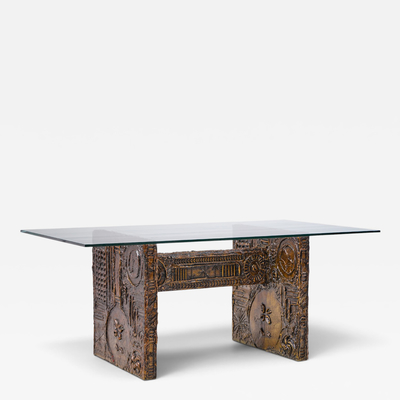 Adrian Pearsall Adrian Pearsall Craft Associates Mid Century Brutalist Glass Top Dining Table