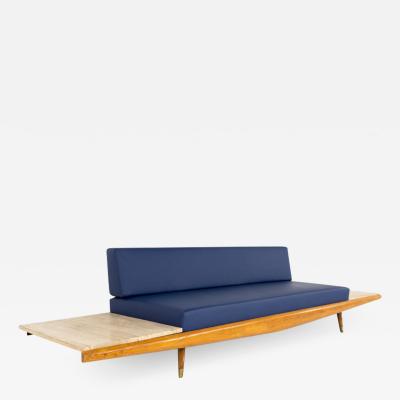 Adrian Pearsall Adrian Pearsall Mid Century Platform Sofa with Travertine Side End Tables