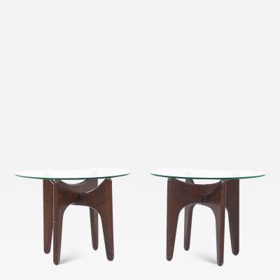 Adrian Pearsall Adrian Pearsall Mid Century Walnut and Glass Side Tables Pair