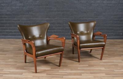 Adrian Pearsall Adrian Pearsall Model 2291 C Leather Wingback Chairs for Craft Associates