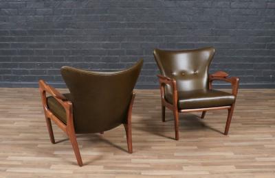 Adrian Pearsall Adrian Pearsall Model 2291 C Leather Wingback Chairs for Craft Associates