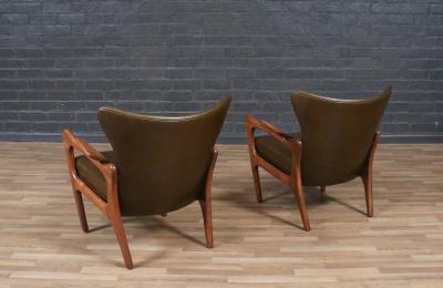 Adrian Pearsall Adrian Pearsall Model 2291 C Leather Wingback Chairs for Craft Associates