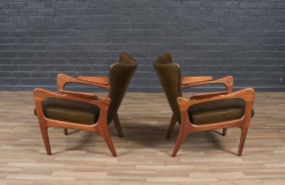 Adrian Pearsall Adrian Pearsall Model 2291 C Leather Wingback Chairs for Craft Associates