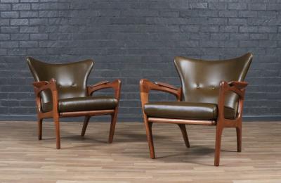 Adrian Pearsall Adrian Pearsall Model 2291 C Leather Wingback Chairs for Craft Associates