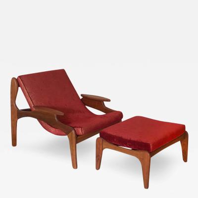 Adrian Pearsall Adrian Pearsall Model 804 C Sling Chair And Ottoman For Craft Associates 1960s