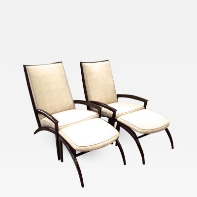 Adrian Pearsall Adrian Pearsall Pair of Lounge Chairs and Ottoman Restored in Neutral Cloth