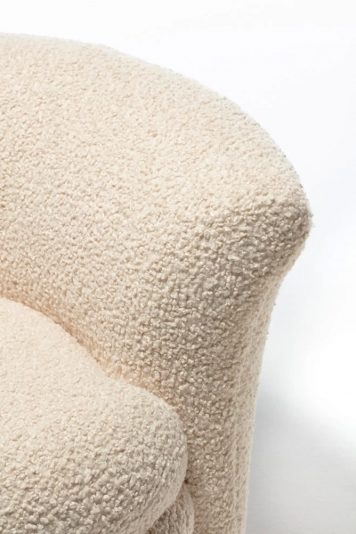 Adrian Pearsall Adrian Pearsall Post Modern Swivel Chair and Ottoman in Ivory White Boucl 