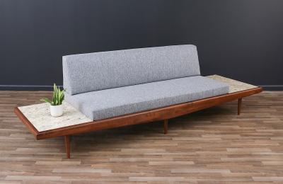 Adrian Pearsall Adrian Pearsall Sofa with Travertine Side Tables for Craft Associates