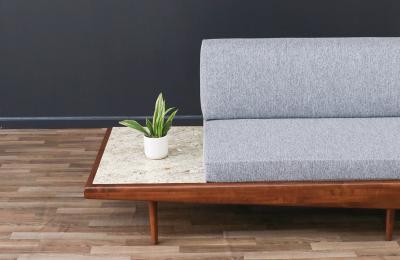 Adrian Pearsall Adrian Pearsall Sofa with Travertine Side Tables for Craft Associates