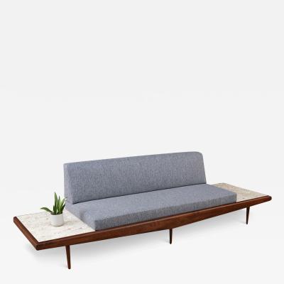 Adrian Pearsall Adrian Pearsall Sofa with Travertine Side Tables for Craft Associates