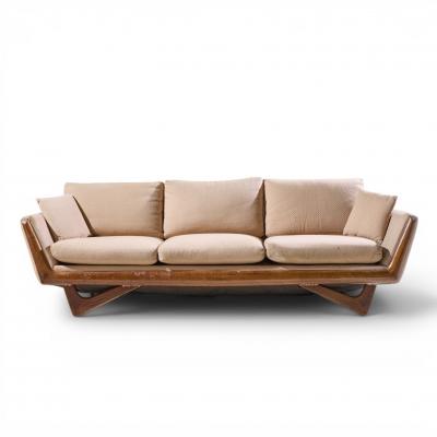 Adrian Pearsall Adrian Pearsall Style Mid Century Walnut Gondola Sofa