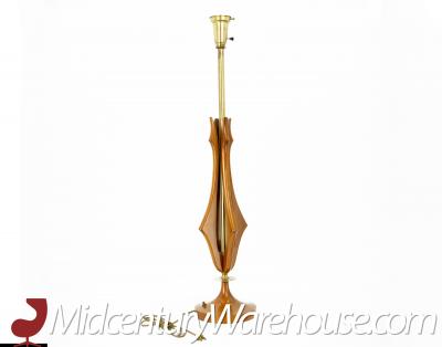 Adrian Pearsall Adrian Pearsall Style Mid Century Walnut and Brass Table Lamp