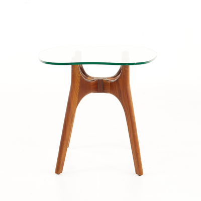 Adrian Pearsall Adrian Pearsall Style Mid Century Walnut and Glass Stingray End Tables Pair