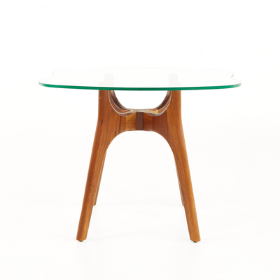 Adrian Pearsall Adrian Pearsall Style Mid Century Walnut and Glass Stingray End Tables Pair