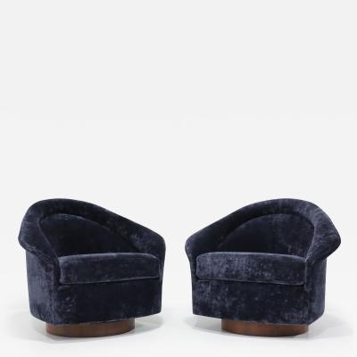 Adrian Pearsall Adrian Pearsall Swivel Lounge Chairs in Holly Hunt Navy Velvet
