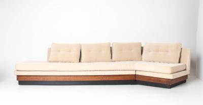 Adrian Pearsall Adrian Pearsall Walnut Platform Sectional Sofa with Integrated Corner Table