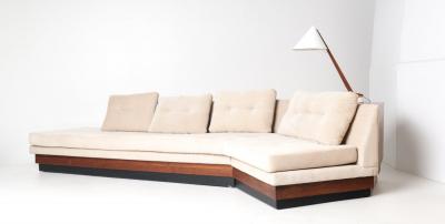 Adrian Pearsall Adrian Pearsall Walnut Platform Sectional Sofa with Integrated Corner Table