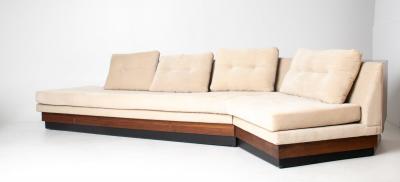 Adrian Pearsall Adrian Pearsall Walnut Platform Sectional Sofa with Integrated Corner Table