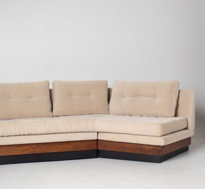 Adrian Pearsall Adrian Pearsall Walnut Platform Sectional Sofa with Integrated Corner Table