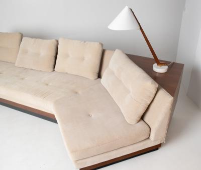 Adrian Pearsall Adrian Pearsall Walnut Platform Sectional Sofa with Integrated Corner Table