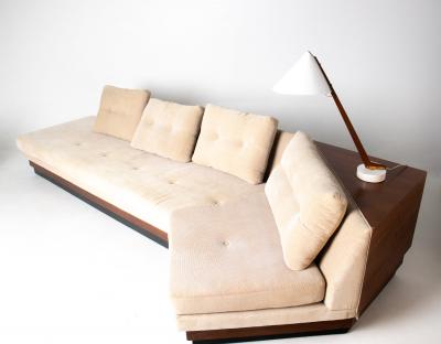 Adrian Pearsall Adrian Pearsall Walnut Platform Sectional Sofa with Integrated Corner Table